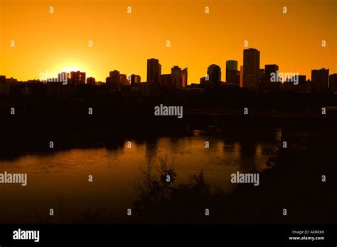 Edmonton skyline at night Stock Photo - Alamy