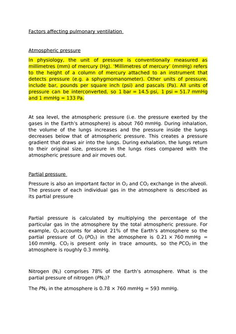 Factors affecting pulmonary ventilation - Factors affecting pulmonary ...