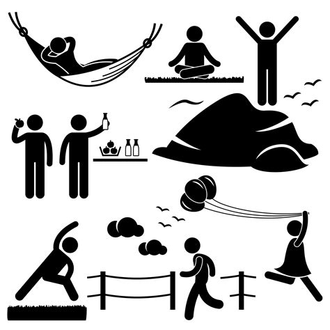 Man Woman Healthy Living Relaxing Wellness Lifestyle Stick Figure Pictogram Icon. 349063 Vector ...