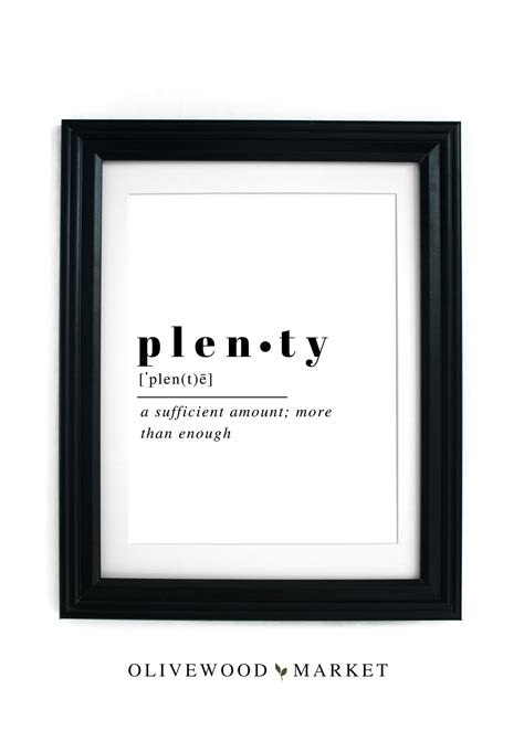 Plenty Definition Minimalist Printable Wall Art Download - Etsy