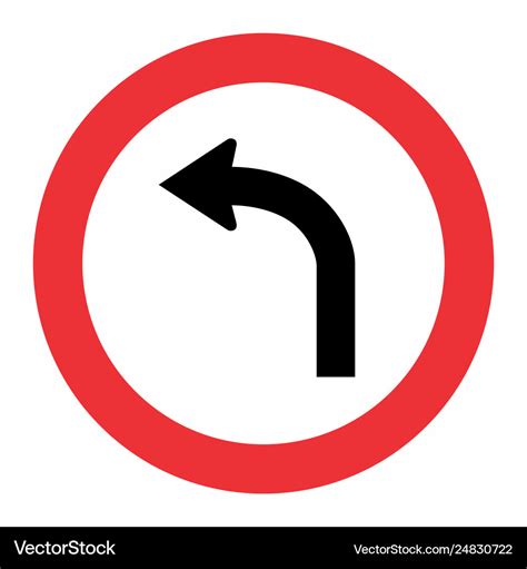 Turn left traffic sign Royalty Free Vector Image