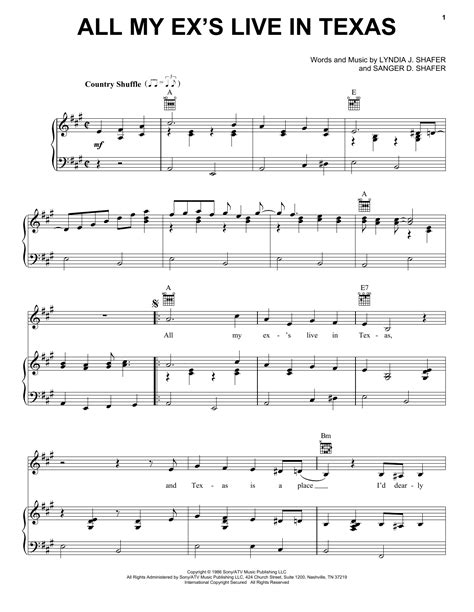 George Strait "All My Ex's Live In Texas" Sheet Music Notes | Download Printable PDF Score 65796