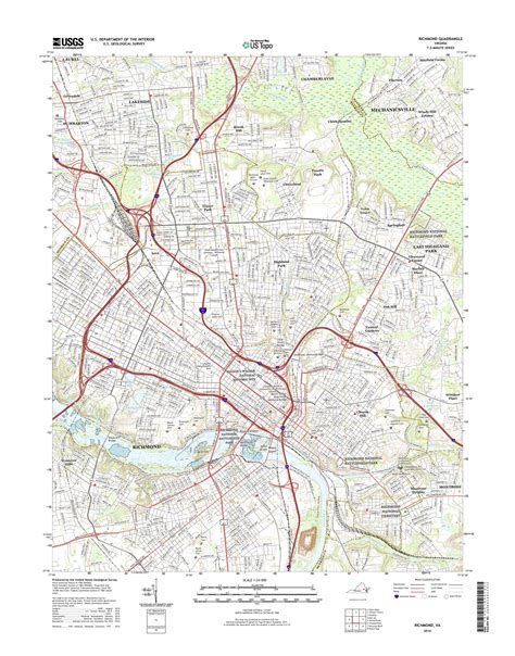 MyTopo Richmond, Virginia USGS Quad Topo Map