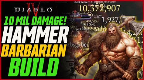 HIGHEST DAMAGE BARB BUILD! 10 Mil Hammer of the Ancients Barbarian Build // Diablo 4 HoTa Guide ...