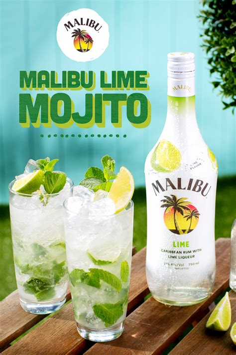 Malibu Lime Mojito Malibu Rum Drinks, Liquor Drinks, Boozy Drinks, Easy ...