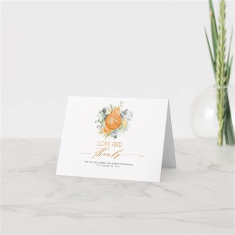 Orange Watercolor Flowers Thank You | Zazzle