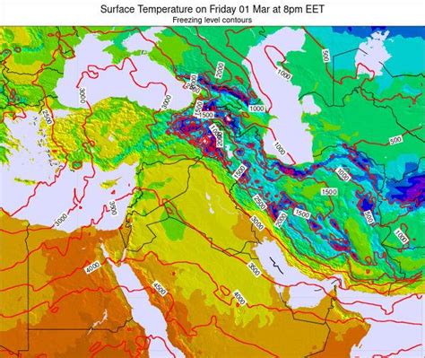 Syria Surface Temperature on Wednesday 29 Aug at 9am EEST