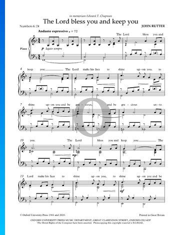 The Lord bless you and keep you (John Rutter) Piano Sheet Music - OKTAV