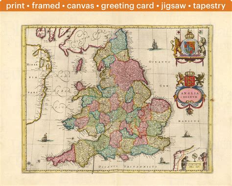 Old Map of England Historical Map Print Includes London | Etsy