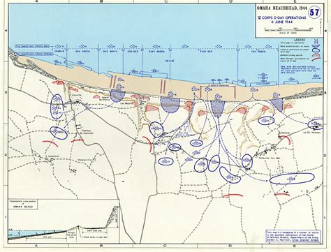 [Map] Map of the Omaha beachhead, Normandy, France, showing movements of the US Army V Corps, 6 ...