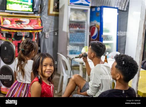 Karaoke at the Philippines, Siargao Island Carinderia Stock Photo - Alamy