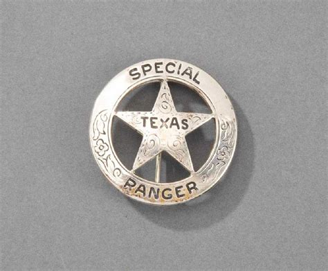 Actual authentic, Texas Ranger Badge presented to noted