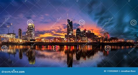 Nashville Skyline with Sunset Stock Image - Image of tennessee ...