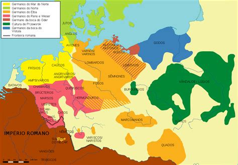 Mapa das tribos germânicas ca. 50 d.C. | Mar do norte, História da ...