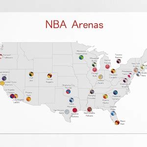 NBA Arenas Map Basketball Stadiums National Basketball - Etsy Canada