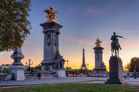 Beautiful Pont Alexandre III Bridge Over the Seine River at Sunset ...