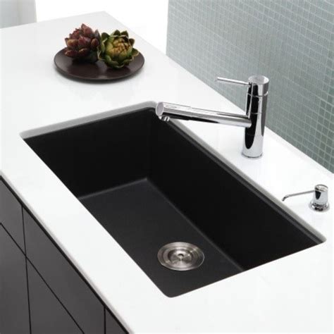 Kraus 31 inch Undermount Single Bowl Black Onyx Granite Kitchen Sink - Modern - Kitchen Sinks ...