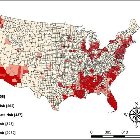 Levels of COVID-19 risks in US counties. Source: The figure is drawn ...