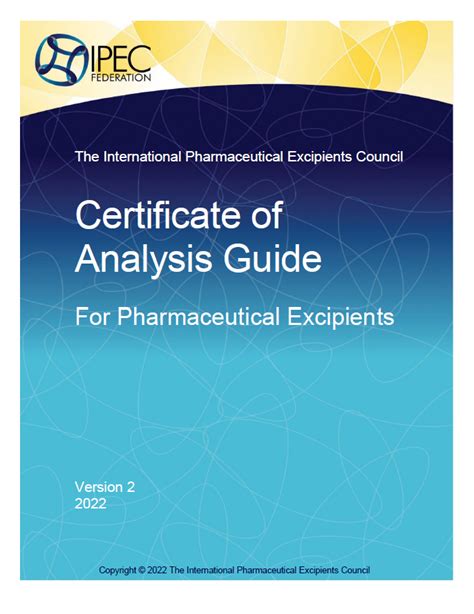 Update of IPEC Guide Certificate of Analysis for Pharmaceutical Excipients - Pharma Excipients