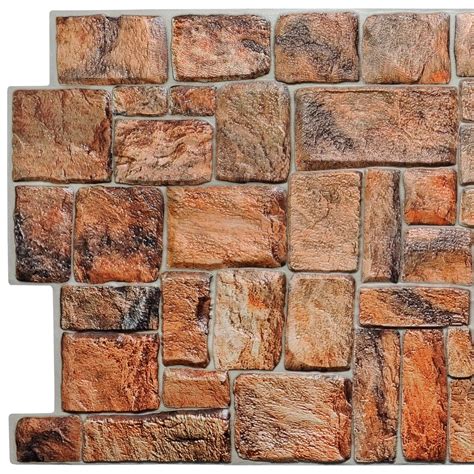 Dundee Deco's Brown Red Faux Stone PVC 3D Wall Panel, 3.3 ft X 1.7 ft ...