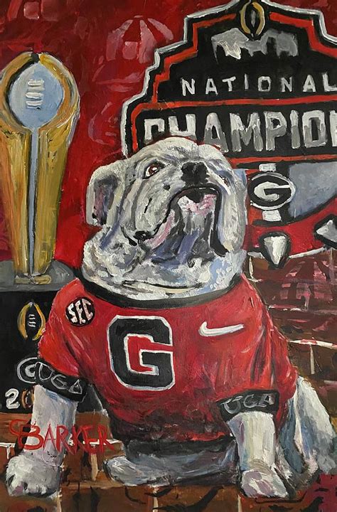 Uga with National Championship Trophy Painting by Chad Barker - Fine Art America