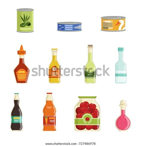 Canned Goods Vector Set Stock Vector (Royalty Free) 727486978 | Shutterstock