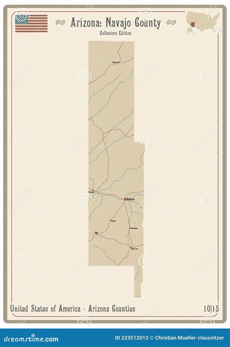 Map of Navajo County in Arizona Stock Vector - Illustration of ...