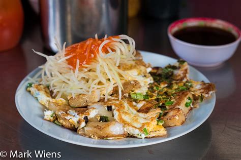 Bot Chien - Fried Rice Flour Cakes at a Market in Saigon