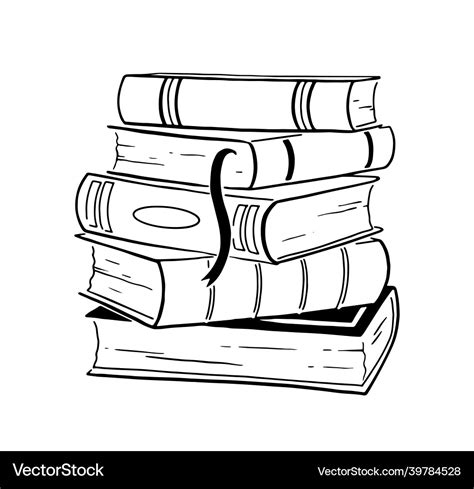 Line art of stack of books Royalty Free Vector Image