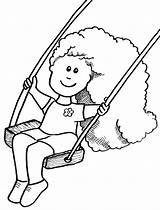 Cute Girl on Swing sketch template