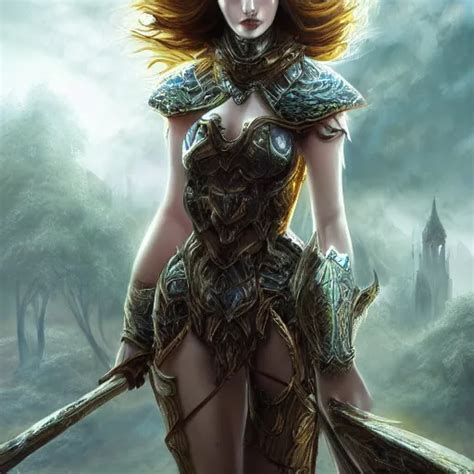 a beautiful woman knight, epic fantasy art, mystical, | Stable Diffusion