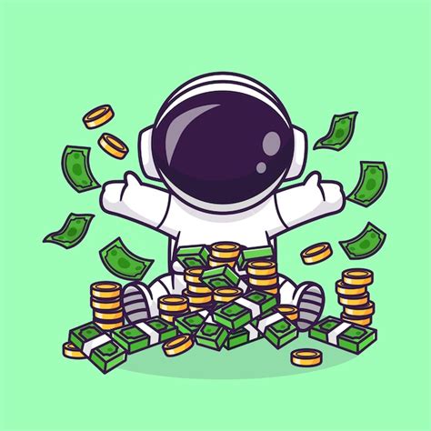 Free Vector | Cute Rich Astronaut With Money And Gold Coin Cartoon ...