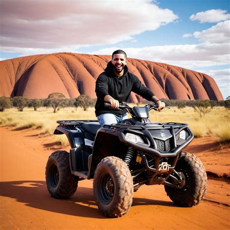 make a picture of drake riding an atv on the uluru