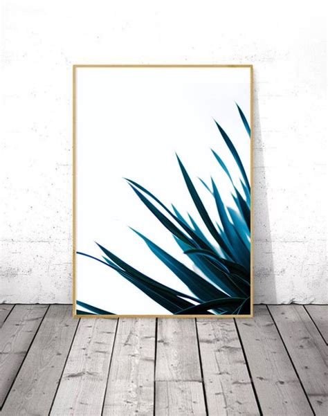 Indigo Blue Art Blue Leaves Wall Art Navy Print Tropical | Etsy