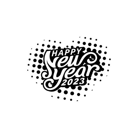 happy new year 2023 greeting in black and white with beautiful ...