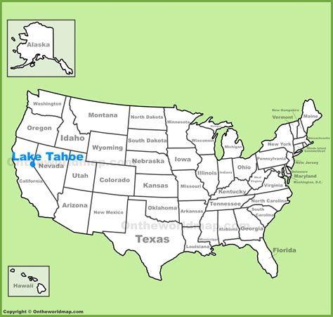 Lake Tahoe location on the U.S. Map