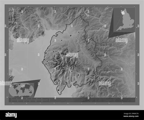 Cumbria, administrative county of England - Great Britain. Grayscale ...