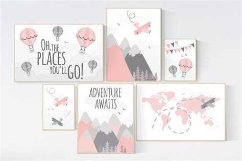 Adventure Nursery Wall Art Set Nursery Decor Girl Travel - Etsy