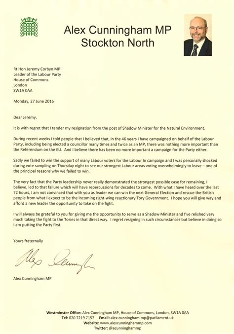 Stockton North MP Alex Cunningham resigns from the Labour shadow team ...