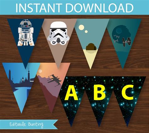 Star Wars Banner DIY Printable INSTANT DOWNLOAD Retro