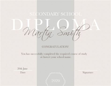 the diploma certificate for secondary school diplomas is in white and ...