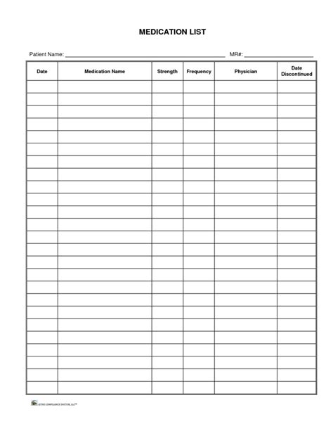 Patient+Medication+List+Template | Medication List With Blank Medication List Templates ...