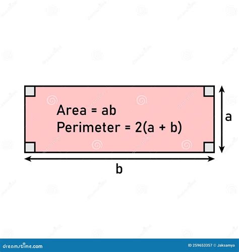 Perimeter and Area of Rectangle Formula. Stock Vector - Illustration of ...