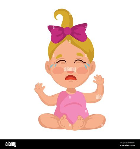 Baby girl crying, isolate on white background - Vector Stock Photo - Alamy