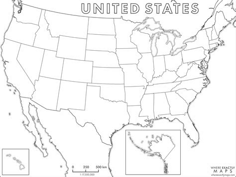 Printable United States Map Coloring Page