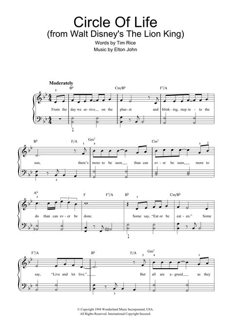 Circle Of Life (from The Lion King) | Sheet Music Direct