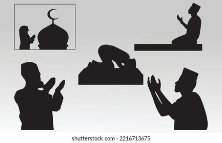 Muslims Prayer Vector Silhouette Collection Stock Vector (Royalty Free) 2216713675 | Shutterstock