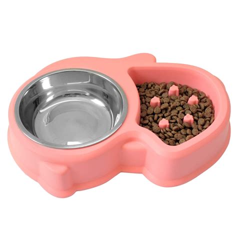 Slow Feed Anti-Choke Pet Bowl Feeder with Stainless Steel Metal Dog ...