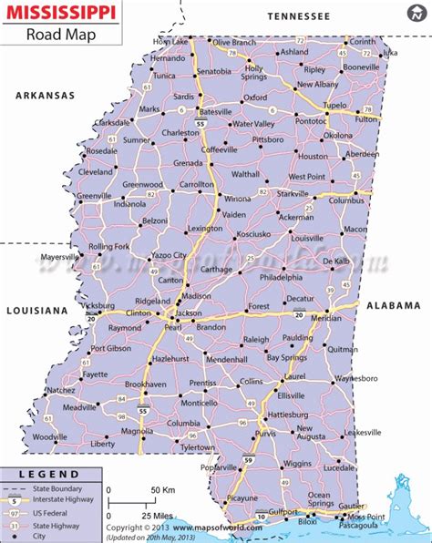 Mississippi Road Map - Printable Map Of Mississippi | Free Printable Maps