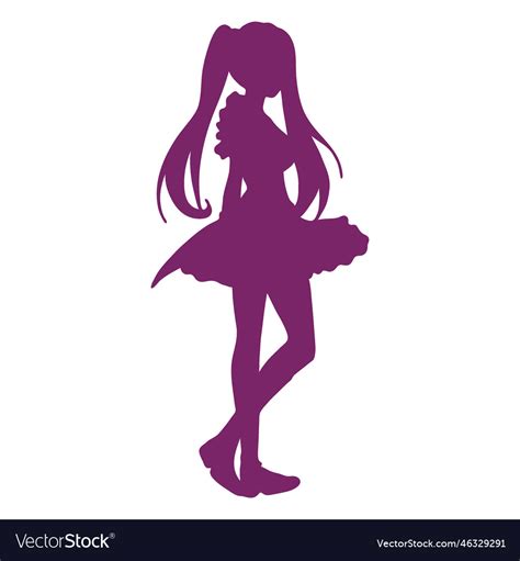 Anime girl silhouette Royalty Free Vector Image